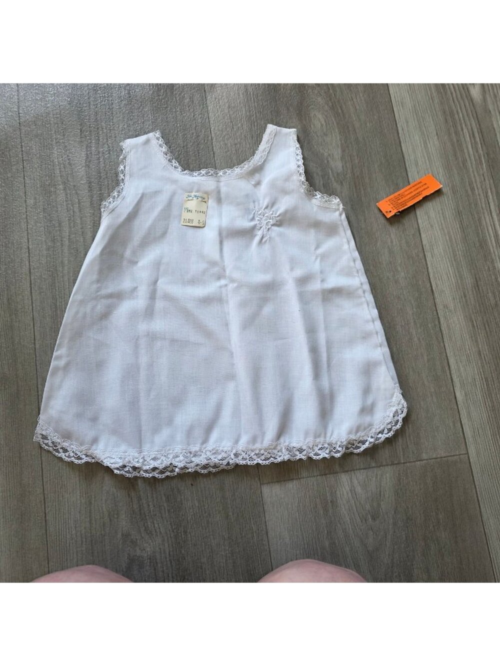 Her Majesty Baby Girls White Lace Trim Slip Dress Size 18 Months USA Made
